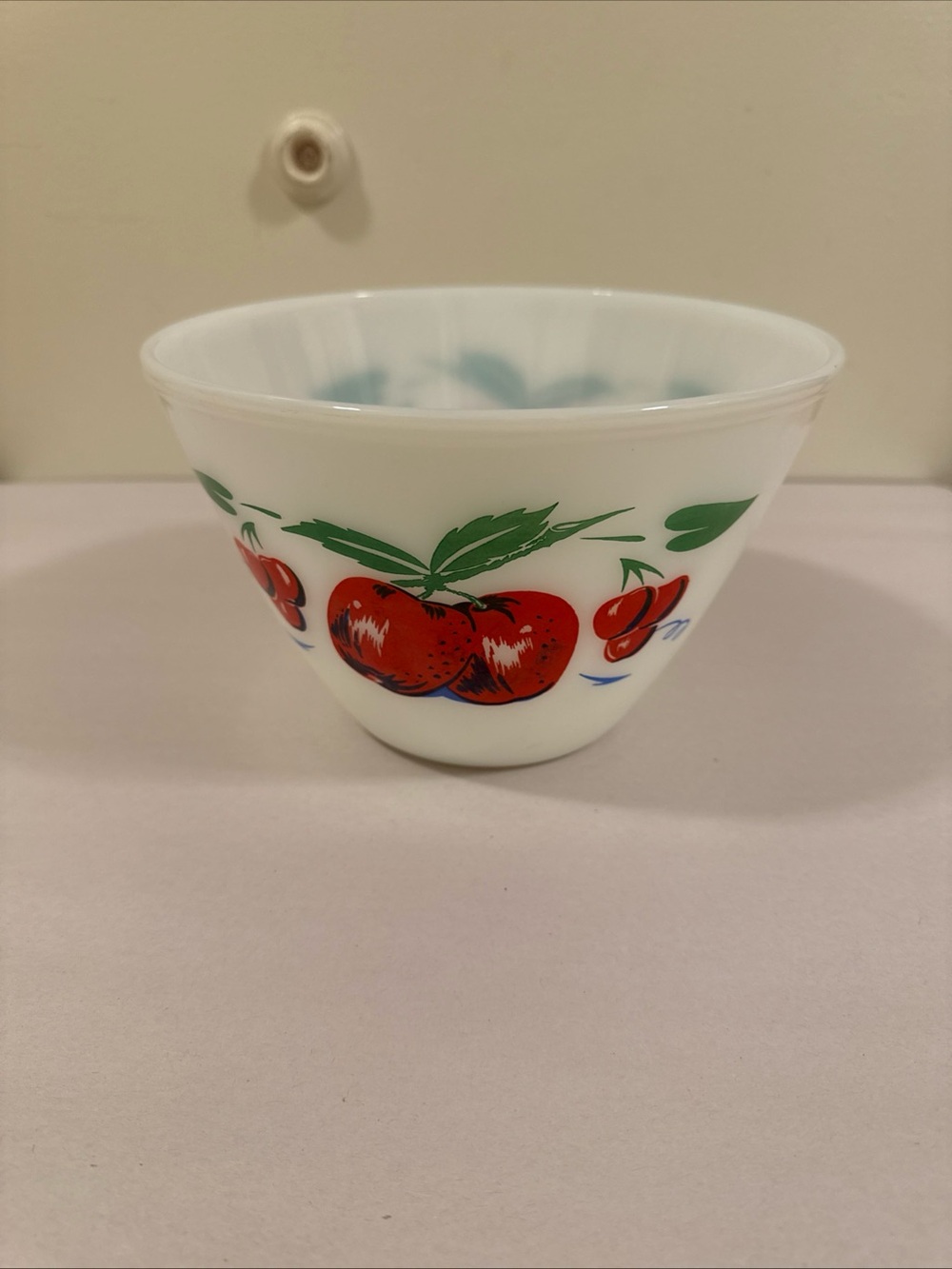 Fire King 8.5” Apples and cherries splash proof bowl